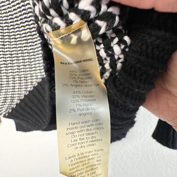 T by Alexander Wang Checkered Float V Neck Dolman Angora blend Sweater - Picture 4 of 8